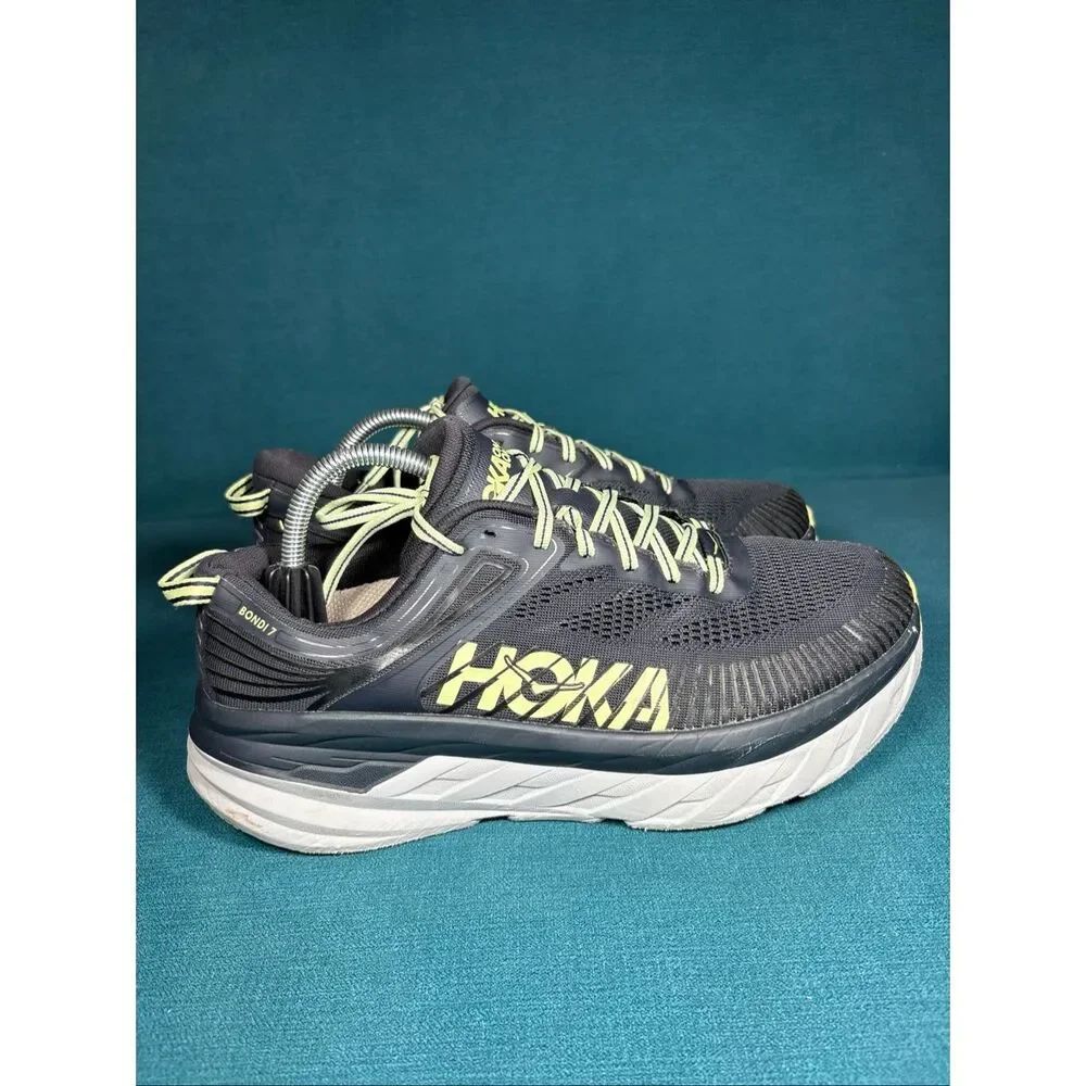 Hoka One One Bondi 7 Black Yellow Men's Running Shoes Size 11 D 1110518-BGBT